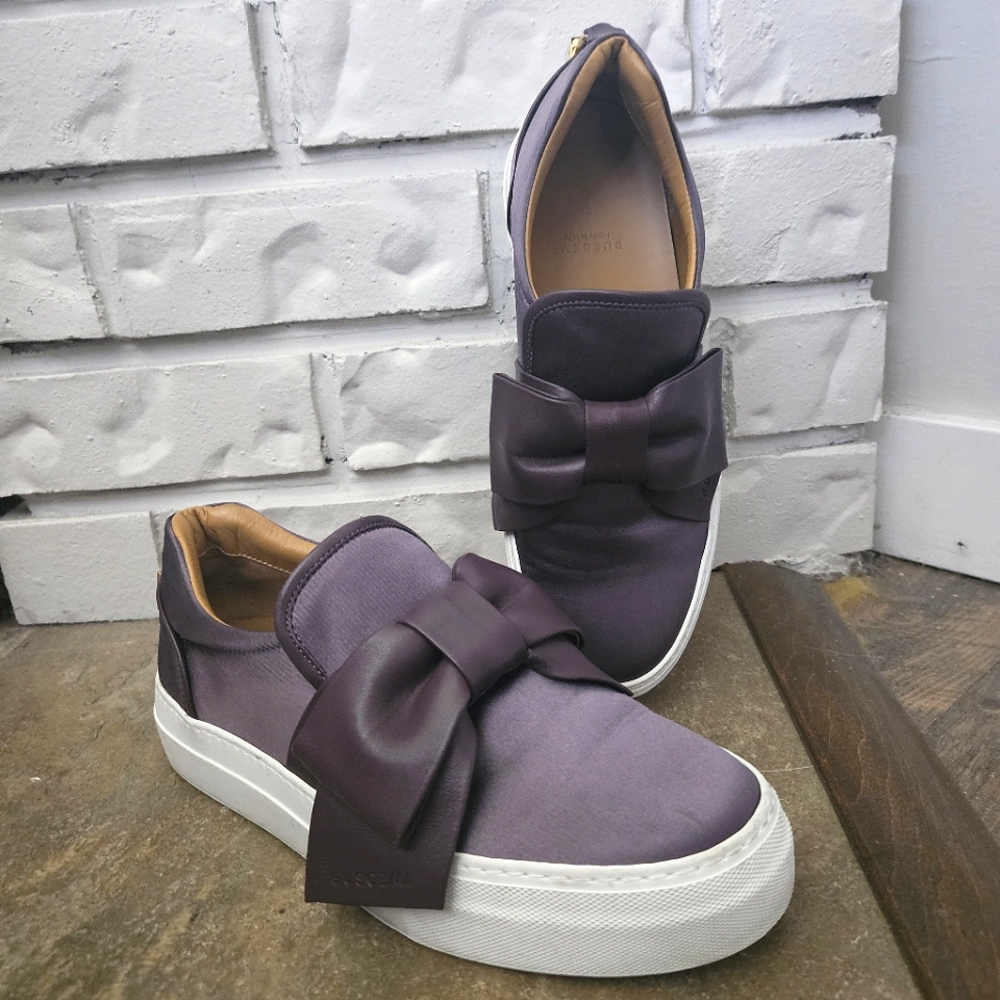 BUSCEMI ITALY Women's Purple Lilac Slip-On Sneakers with Bow